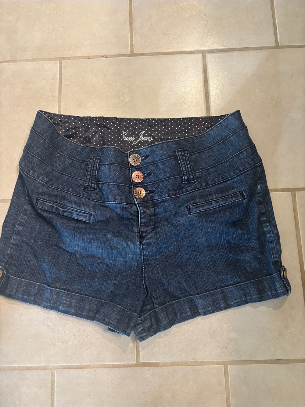 Guess Button Front Denim Shorts Sz 34 Women’s